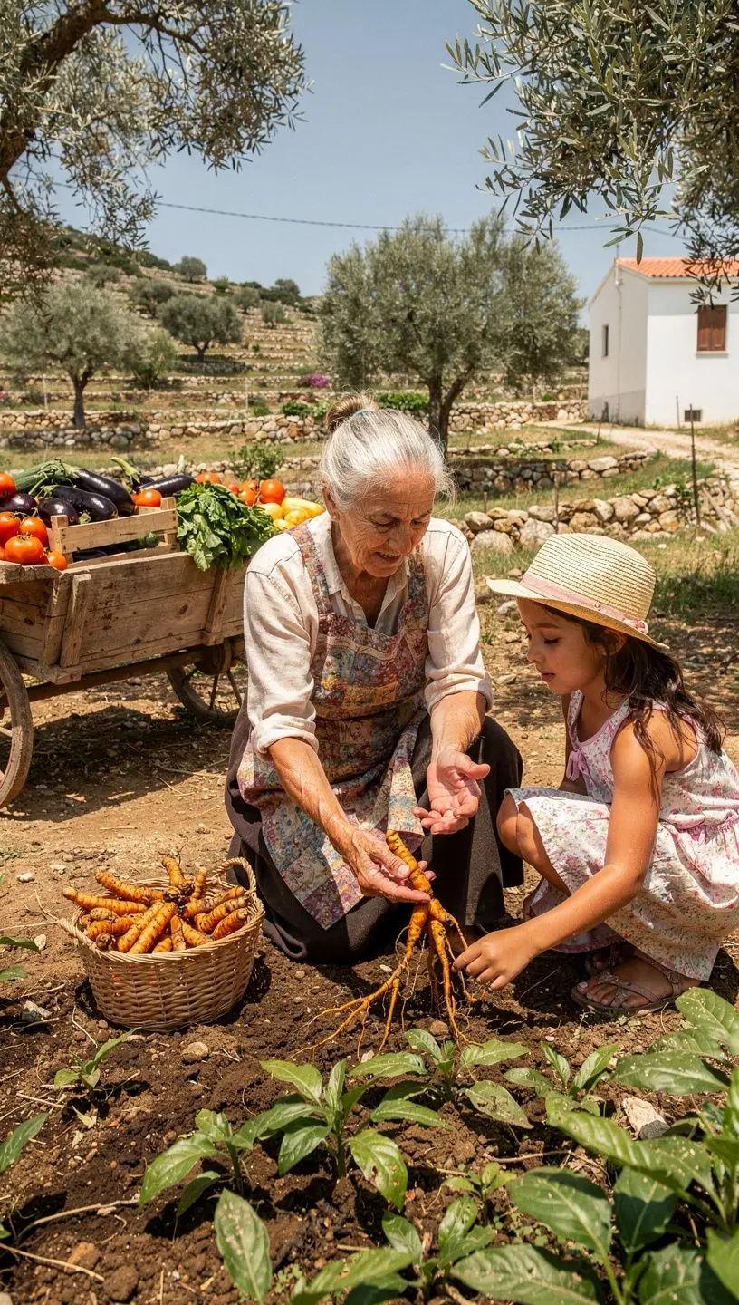 Διαδικασία παρασκευής παραδοσιακής ελληνικής συνταγής με κύριο συστατικό τον κουρκουμά.